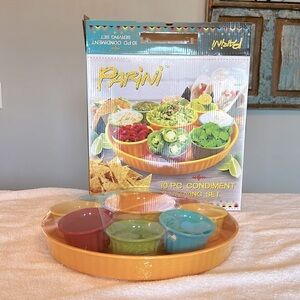 Parini 10 piece melamine condiment serving set NWT